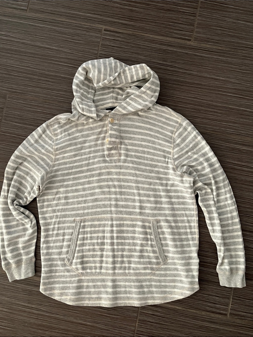 J. Crew Light Gray and White Striped Hoodie